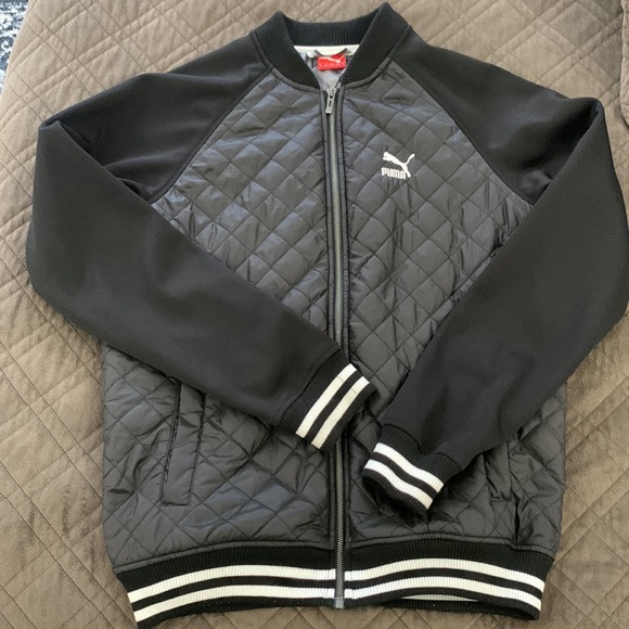 Puma Black Quilted Lifestyle Jacket size M - Picture 4 of 14